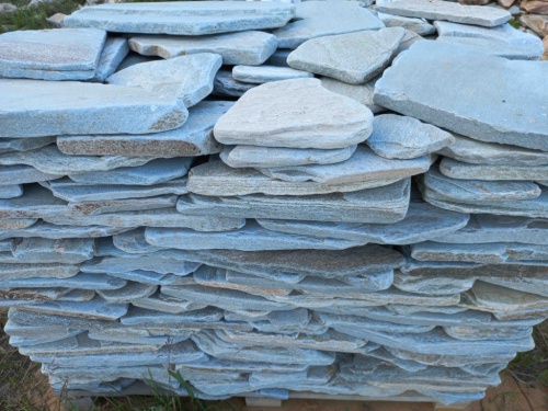 Плитняк златолит зелёный галтованный для цоколя купить в Кашире